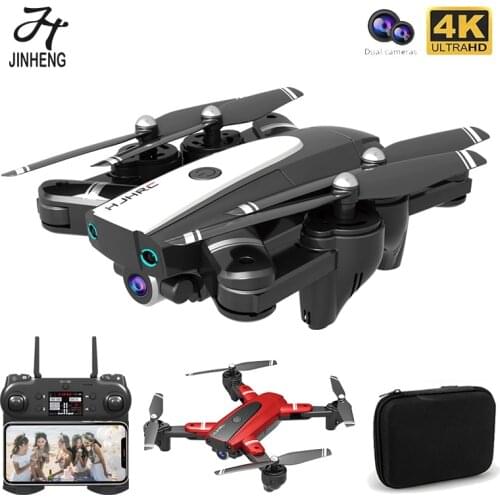 JINHENG Drone 4k Profesional Dual HD With Camera Foldable Quadcopter Optical Flow Wide Angle RC Helicopter FPV WiFi Toy For Boys