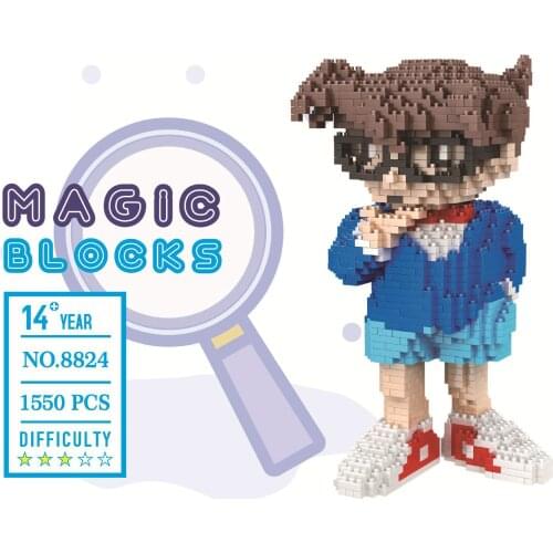 Detective Conan figures micro diamond block Japan Reasoning anime image model nanobricks building bricks toys for kids gifts