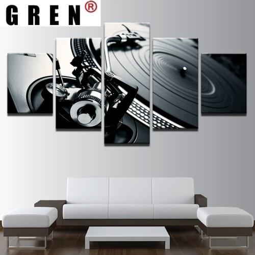GREN 5 Pieces Canvas Paintings Abstract Posters Prints Music DJ Console Instrument Club Of Bar Sofa Wall Art Pictures Home Decor