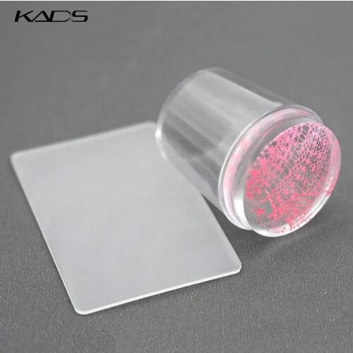 KADS Nail Stamp Scraper Pure Clear Jelly Silicone Nail Stamper Nail Stamping Scraper with Cap Jelly Print Transfer Manicure Kit