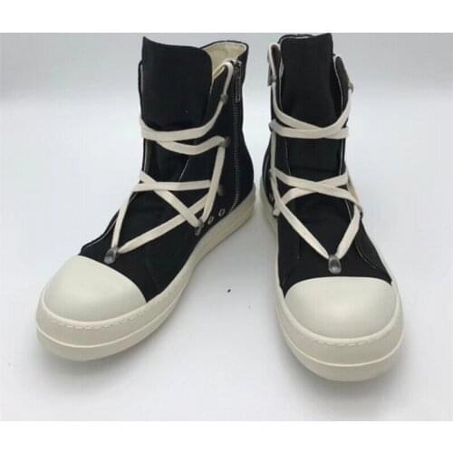 High-Top Canvas Shoes Men Luxury Brand Trainers Casual Ankle Platform Boots Zip Combat Work Army Boots Plus Size Winter Sneakers