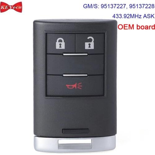 KEYECU OEM for Holden Chevrolet Captiva 2016 2017 2018 Smart Keyless Remote Key Fob P/N: 95137227 95137228 433.92MHz ASK