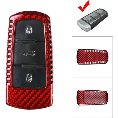 Red Carbon Fiber Car Remote Key Flip Folding Key Shell Case Fob For VW Passat B6 2006-2010 & For Volkswagen CC 2006-2012