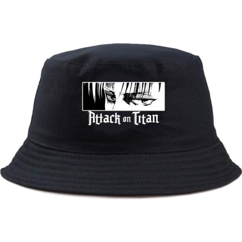 Cool Black Bucket Hats For Women Men Attack On Titan Print Fishing Hat Sun Summer Sunscreen Fisherman Panama Hip Hop Cap
