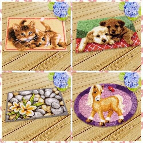 Latch Hook Rug Canvas Knoopkussen Dieren Carpet Embroidery Crocheting Cross Stitch Latch Hook Kits Knitted Fomiaran Needlework