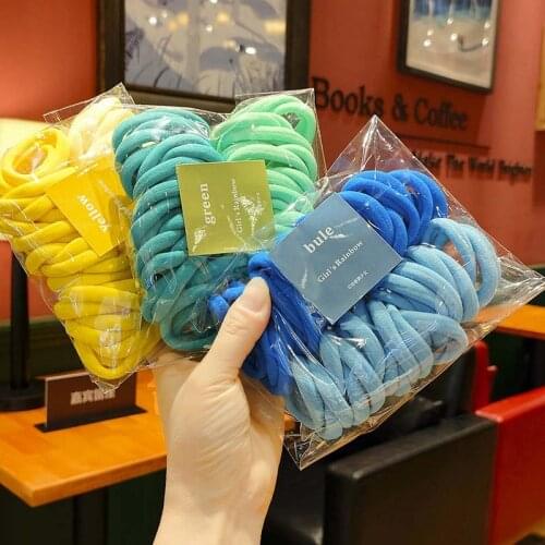 Oaoleer New 50Pcs Candy-Colored High-Stretch Hair Loop Seamless Rubber Band Simple Plain Rope Bands Protect The Hair 6 Colors