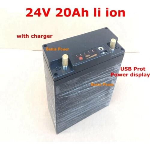 24v 20ah lithium ion batterie li ion 18650 BMS USB port for 500w 600w wheelchair e bike Solar Inverter miners xenon + charger