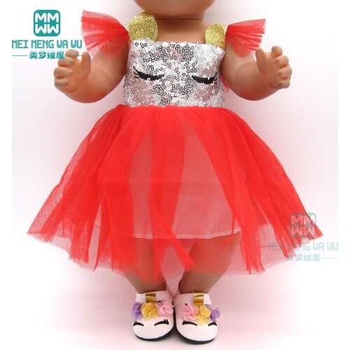 Fashion Sequined dress doll clothes for 43cm baby new born doll American doll Girls gift