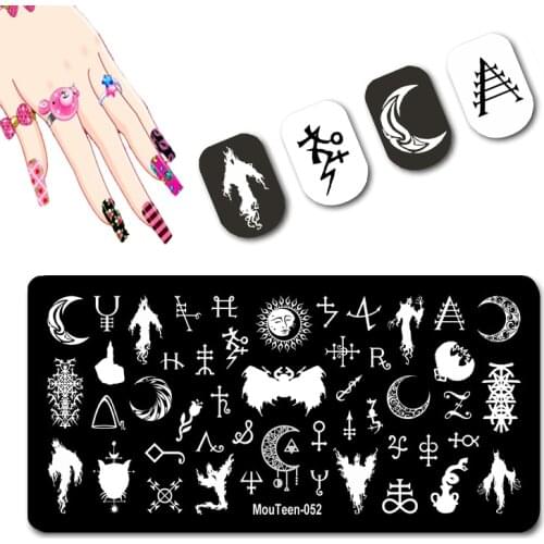 Mouteen New Terrorist Character Stamping Plate Sun People Nail Stencil Gothic Graphic Nail Art Stamping Plate #052