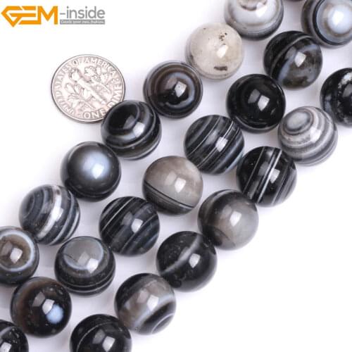 Natural Round Black Sardonyx Agates Stone Beads For Jewelry Making DIY Bracelet Jewellery Strand 15" Free Shipping Wholesale Gem