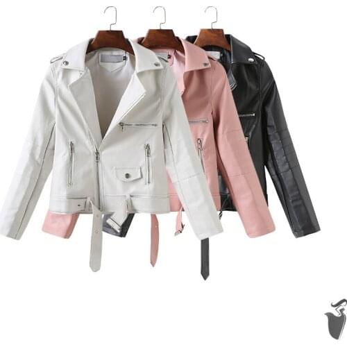 New fashion 2020 Spring Autumn Womens Short Leather Coats Korean Slim Pu Motorcycle Large Size Leather Jacket Girls Tops b60
