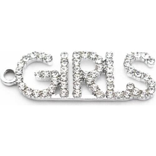 Newest 20pcs/lot letter Crystal GiRLS Dangle Charms Lobster Clasp Hanging Charm For Bracelet&Pendant Floating Charms Jewelry