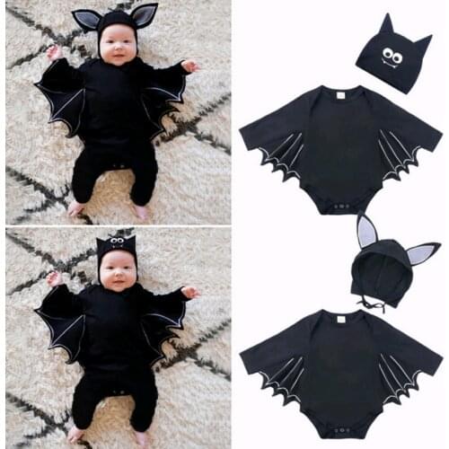 Cosplay Newborn Baby Toddler Baby Boy Girl Costume Halloween Cosplay Bat Sleeve Hooded Jumpsuit Set