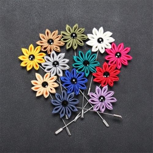 Fashion Wholesale Brooch 5Pcs/Lot Lapel Pin Nine Chest Brooch Corsage Fabric Flower Brooch Mens Brooch Jewelry