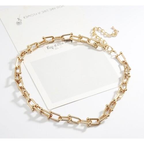 Punk Hip-hop Style Men Necklace For Women Simple U-shaped Horseshoe Buckle Stitching Collar Necklaces Women Jewelry Gift Party