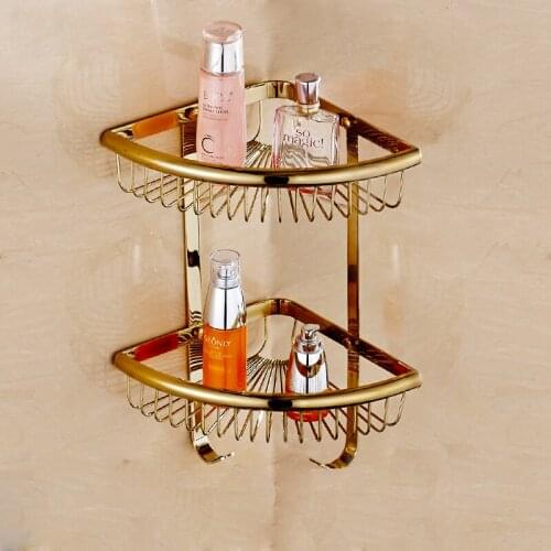Bathroom Shelf Copper Gold/Chrome/Black Shower Shampoo Soap Cosmetic Shelf Bathroom Accessories Storage Organizer Rack Holder