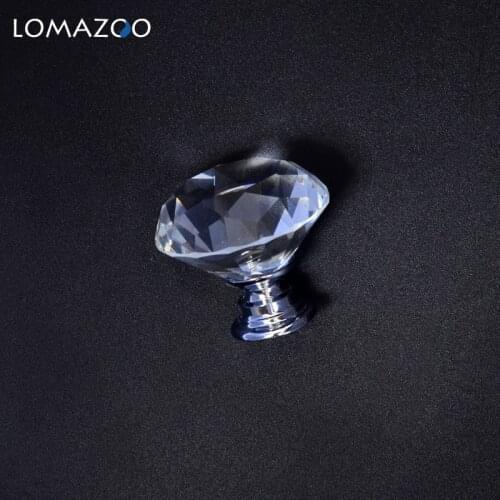 Crystal Glass Knobs 20-40mm Diamond Shape Design Cupboard Drawer Pull Kitchen Cabinet Door Wardrobe Handles Hardware Furniture