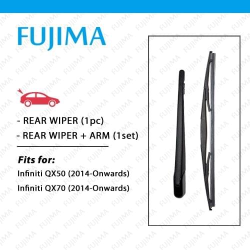 FUJIMA Rear Wiper Blade and Arm for Infiniti QX50 / QX70 (2014-Onwards) Back Window Windscreen Rear Wiper Arm