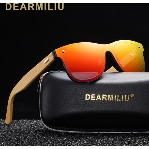DEARMILIU Natural Vintage Wooden Sunglasses Men Fashion Sun Glasses Original Wood Oculos de sol masculino UV400