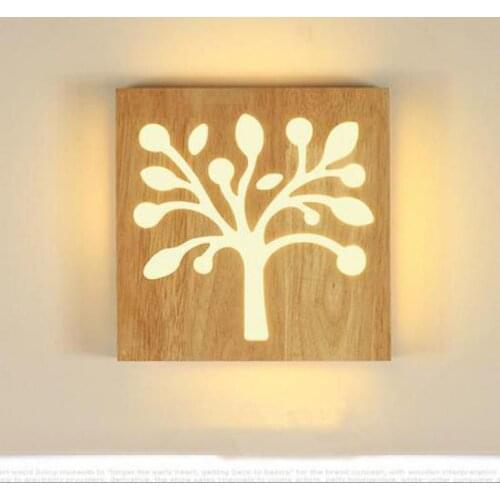 Modern Through-Carved Wooden Wall Lamp Bedroom Kitchen Dining Room Restaurant Wall Sconce LED Warm Light/Cold Light 12W
