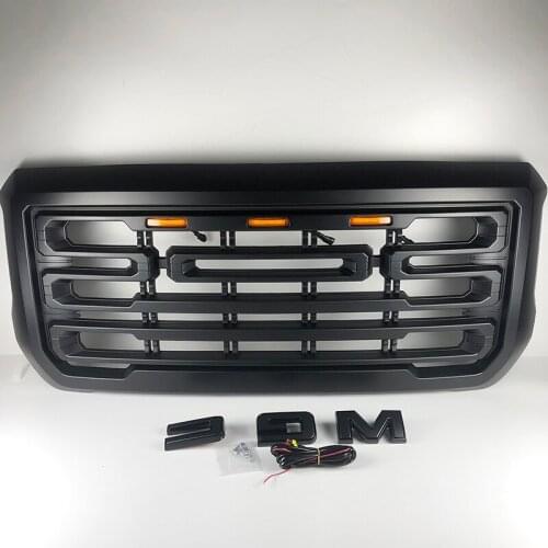 Led Front Racing Grille Fit For GMC Sierra 1500 2007 2008 2009 2010 2011 2013 2019 Front Upper Grill Gloss Black Grille