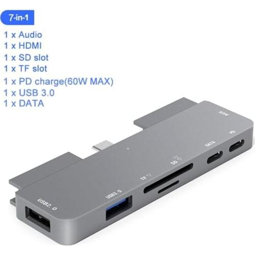 Usb Hub multifunctional 7 in 1 PD Charging 4K HDMI Video Audio TF SD Carder Adapter 7 port USB C HUB iPad Pro Macbook Type c