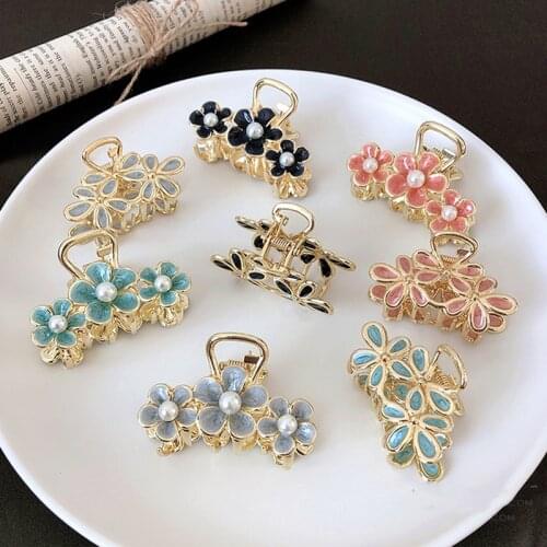 Temperamental Girl Flower Barrette Crab Hair Claws Ponytail Clip Large Hair Clamps Claw Clip Fashion Clip for Women for Girls