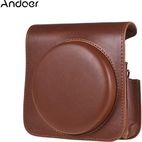 Andoer PU Leather Bag Protective Case with Adjustable Strap for Fujifilm Instax Square SQ6 Instant Film Camera Brown