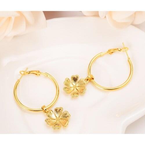 Bangrui flower Earrings for Women/Girls Gold Color cute Earing Jewelry Gifts African,Indonesia,Nigeria,Congo,Arab Earring gift
