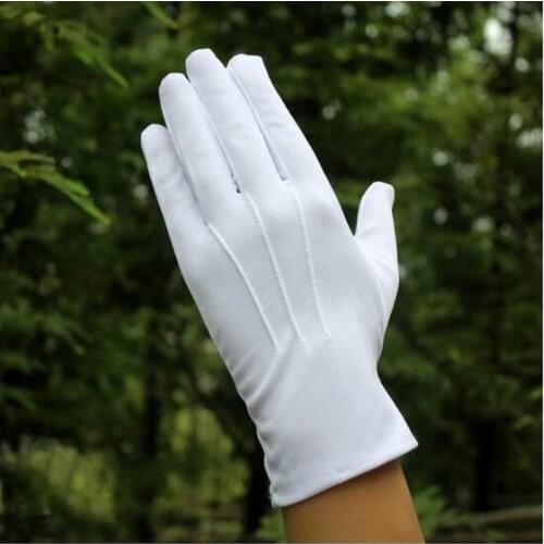 1pair Three-strength white labor insurance thin etiquette reception wenwan circling parade military security performance gloves