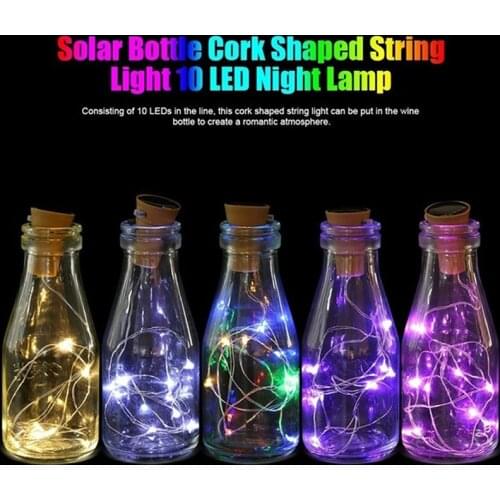 1pc Solar Powered Wine Bottle Cork Festival Outdoor Light Garland Lights Outdoor Fairy Light 1M/2M Shaped LED Copper Wire String
