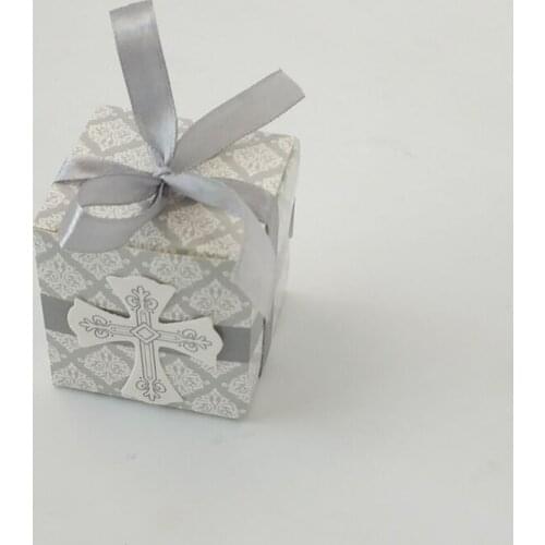 10Pcs/Lot Cross pattern Candy Box Gray Travel Favors Packaging Boxes Wedding Baby Show /Birthday Partys Supplies