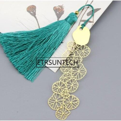 100pcs Chinese Style Metal Hollow Bookmark Lotus Leaf Bookmark Creative Stationery Fine Cultural Gifts Holiday Gifts