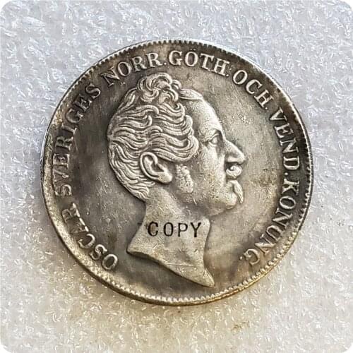 1845-1853 Sweden 1 Riksdaler Specie - Oscar I (small head) Copy Coins