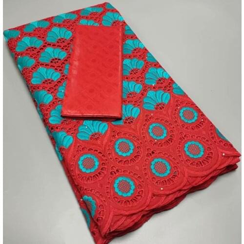 2.5+2.5Yards Bazin Riche Fabrics With Lace Cotton Embroidery Fabric Swiss Voile Lace In Switzerland Dubai Style African Brocade