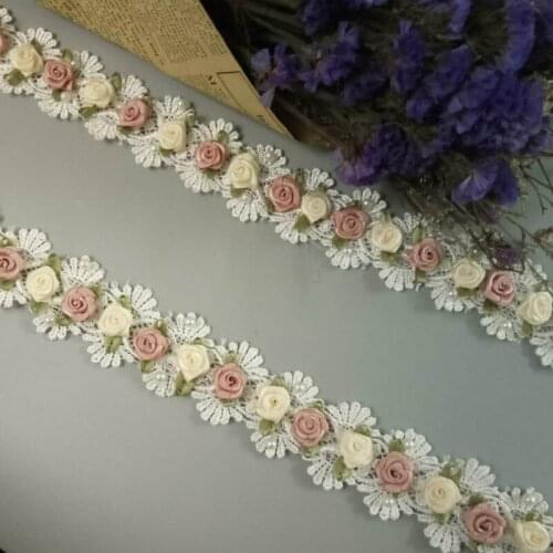 2 yard White Micro Fiber Flower Embroidered Fabric Lace Trim Ribbon Handmade Sewing Supplies Craft For Costume Decoration New