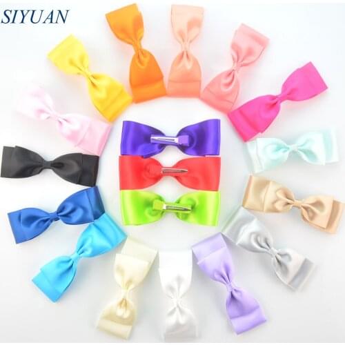 30pcs/lot Beautiful Hair Clip with Double Layer Satin Ribbon Bow Girl Bowknot Hairpin Headwear Embellishment Candy Color H0261