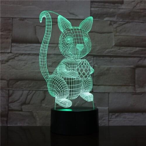 Cat 3D Night Light Animal Changeable Mood Lamp LED 7 Colors USB 3D Illusion Table Lamp For Home Decorative Party Decor Light