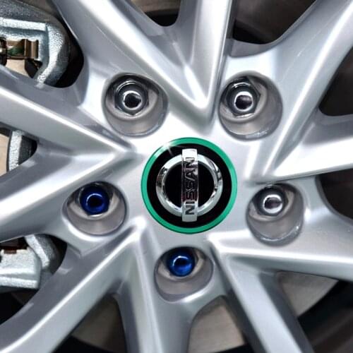 4pcs Universal Car wheel hub decorative ring aluminum alloy Colorful Circle stickers for Nissan Qashqai juke X Trail car styling
