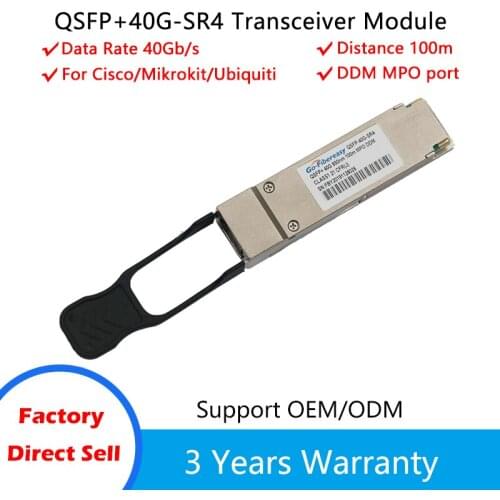 40G QSFP+ Transceiver Module QSFP-40G-SR4 40GBASE MMF 850nm 100M MPO For Cisco/Mikrotik Switch QSFP+ 40G Fiber Optic Module