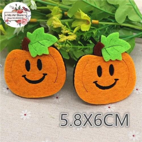 5.8x6CM 10pcs Non-woven patches Halloween pumpkin two-double Felt Appliques for clothes Sewing Supplies diy craft ornament
