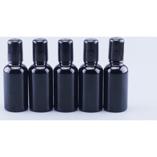 500pcs/lot 30ML Shiny Black Roller Glass Bottle Empty Fragrance Perfume Essential Oil Bottle 30cc Roll-On Bottle