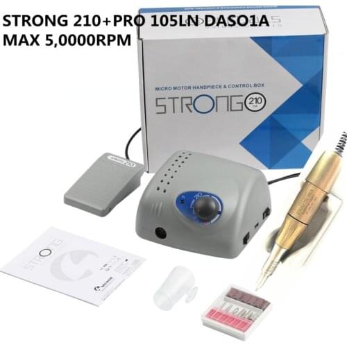 NEW Authent Strong 210 PRO 105LN DASO1A 65W 50000RPM Electric Nail Drill Machine Model Manicure Pedicure Nail File Bit