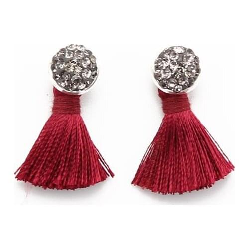 Beadsland short tassel crystal earring fashion drop post earring 2017 hot selling threads tassel bohemia women earring