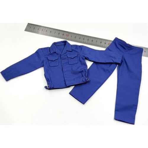 Big Sales Scale 1/6th Blue Working Suit Navy Army Soldier Tops Pants For 12inch Doll Soldier Collection