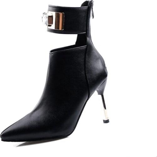 Big Size 9 10 11-17 boots women shoes ankle boots for women ladies boots shoes woman winter Back zipper leopard print stitching