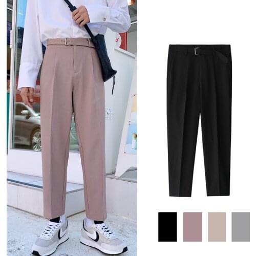 2021 Mens Casual Silk Formal Black Pants Business Design Cotton Western-style Trousers Slim Fit Homme Suit Pants pink/black