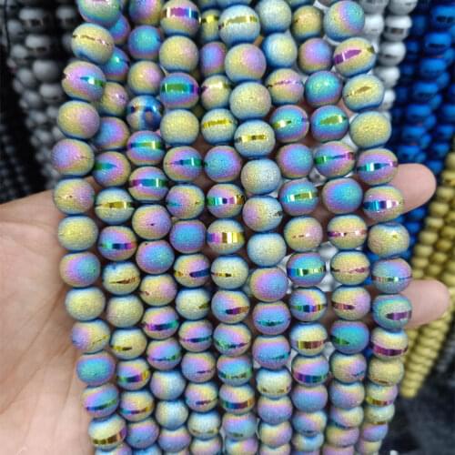8mm 10mm Plating Natural Stone Beads For Jewelry Making Round Loose Color Jades Stone Beads DIY Bracelet Necklace Strand 15