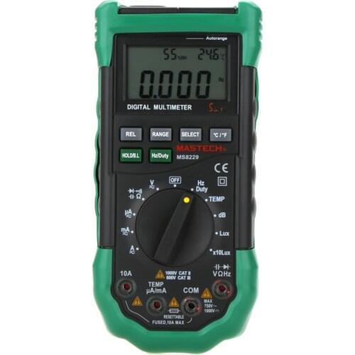 MS8229 Digital Multimeter 5 in 1 Noise Illumination Temperature Humidity Tester Diagnostic-tool Auto Range LCD Backlight