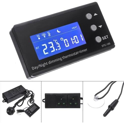 Digital Reptile Thermostat For Aquarium Incubator Heating Switch Thermostat Temperature Controller Day & Night Dimming Timer